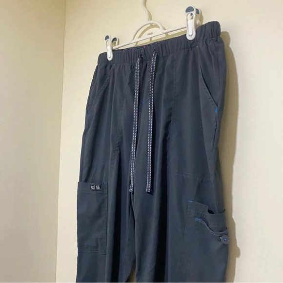 Women’s Koi Basics Navy Blue Flare Wide Leg  Scrub Stretch Pants Size M Tall NEW - Picture 5 of 16